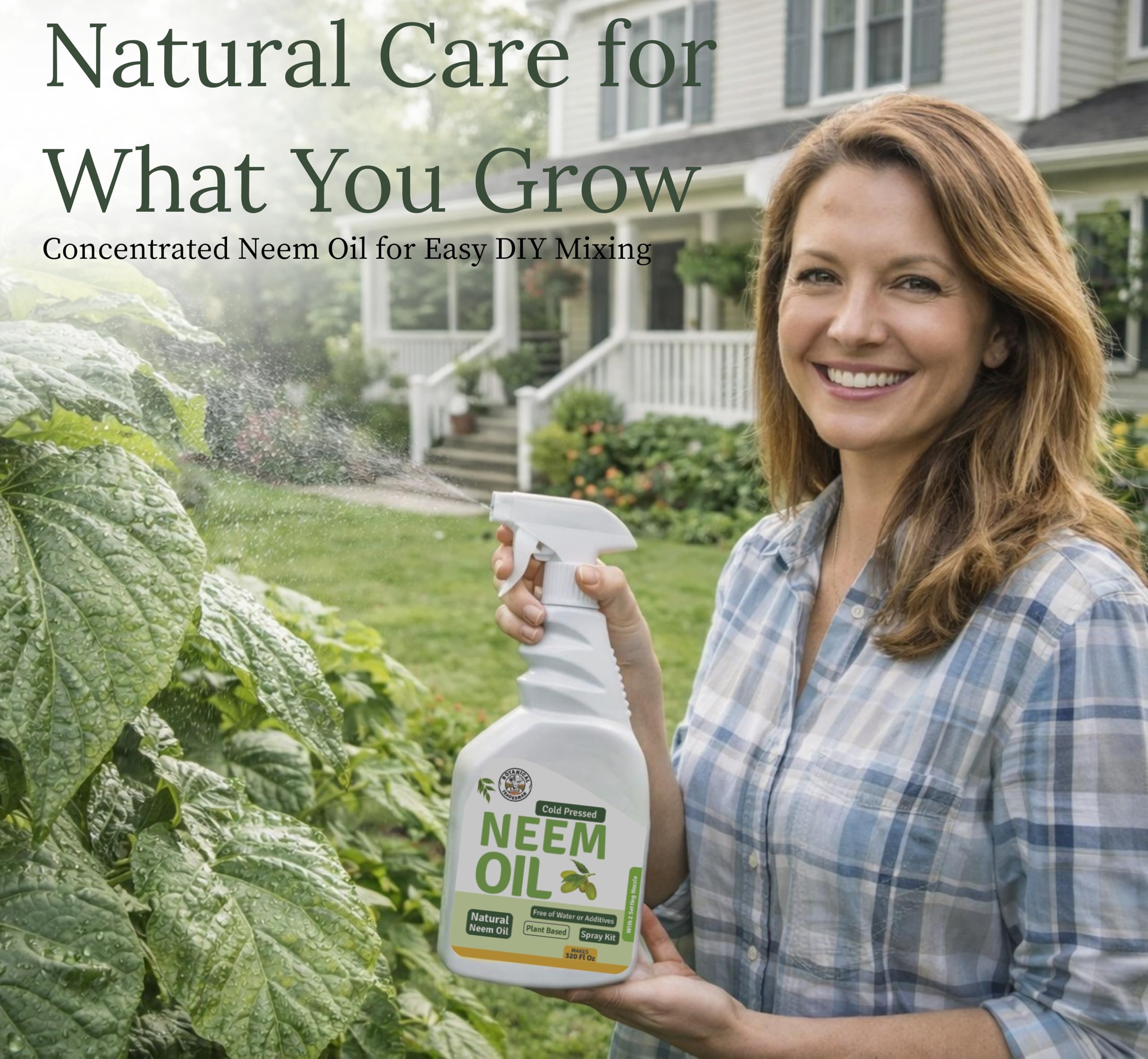 Aceite de neem en aerosol para plantas (carga 20 veces), aceite de neem prensado en frío, puro para interior y exterior