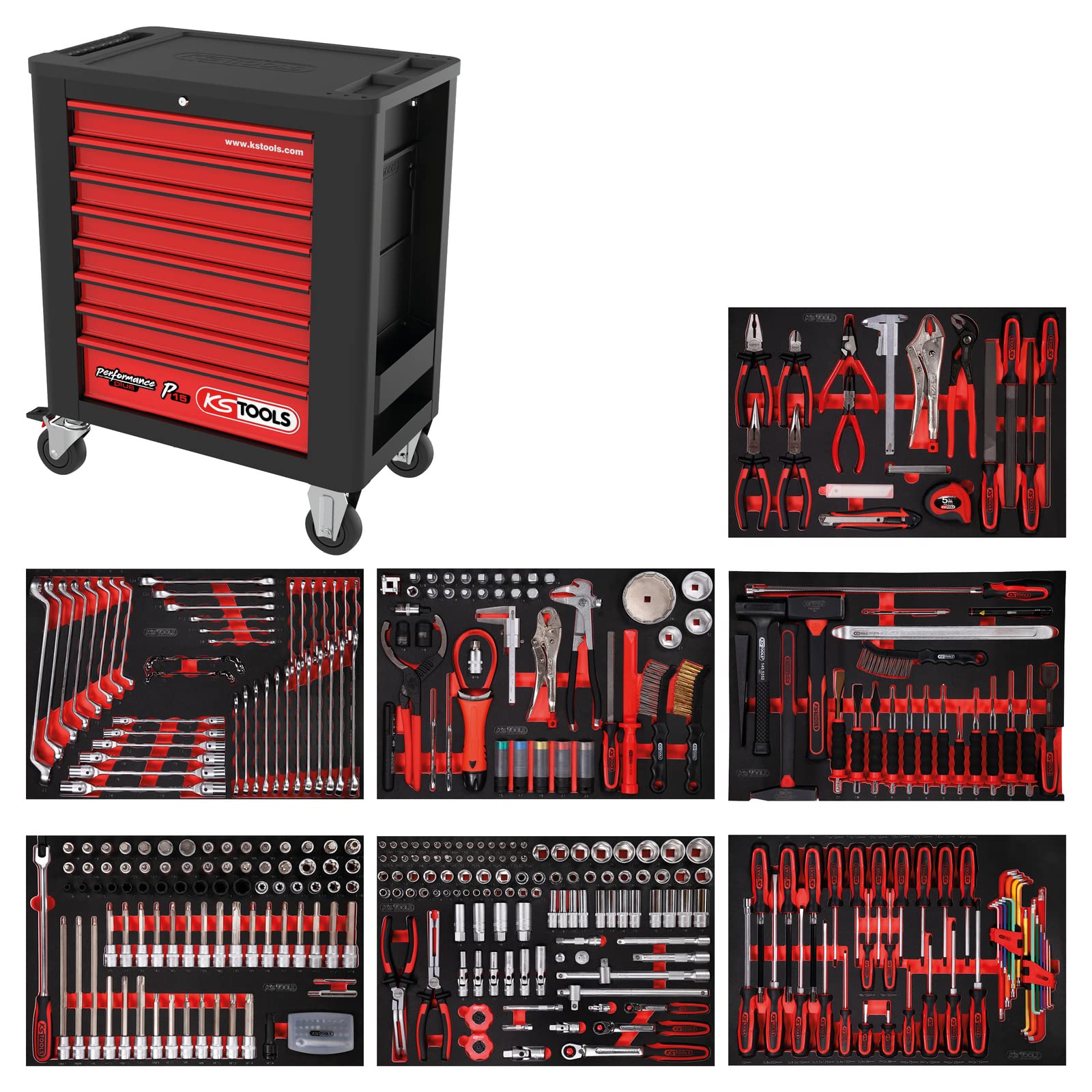 KS Tools 815.7397 Dotación de carro de taller Performanceplus P15 con 397 herramientas para 7 cajones