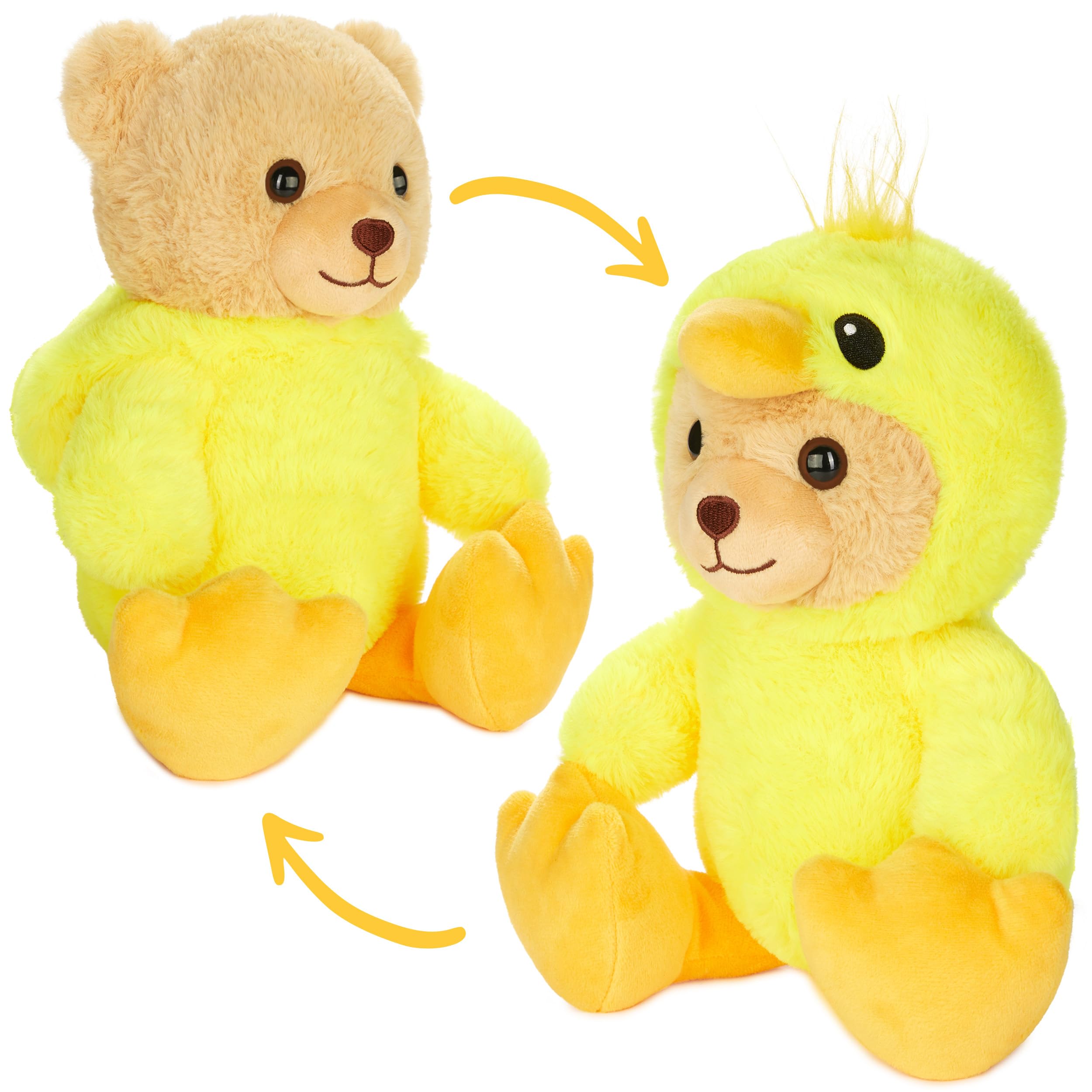BRUBIES Teddy Duck Chick, 10 inches (25 cm) Teddy Bear in Chicken Costume with Hood, Cuddly Toy for Cosy Adventures