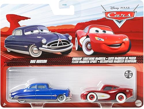 Miniatura 2 de Disney Cars Toys Doc Hudson & Cruisin' Lightning McQueen - Paquete de 2, vehículos de personajes favoritos de los fanáticos fundidos a escala 1:55