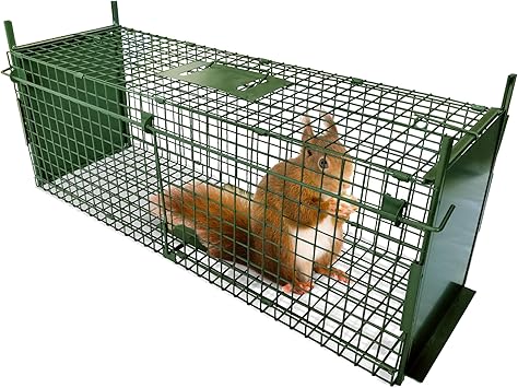 ARIFARO Animal Cage Trap 100 x 29 x 30cm Double Door Animal Cage Trap Humane Live Metal Cage Trap for Rabbits, Cats, Squirrels, Raccoons, Moles, Gophers