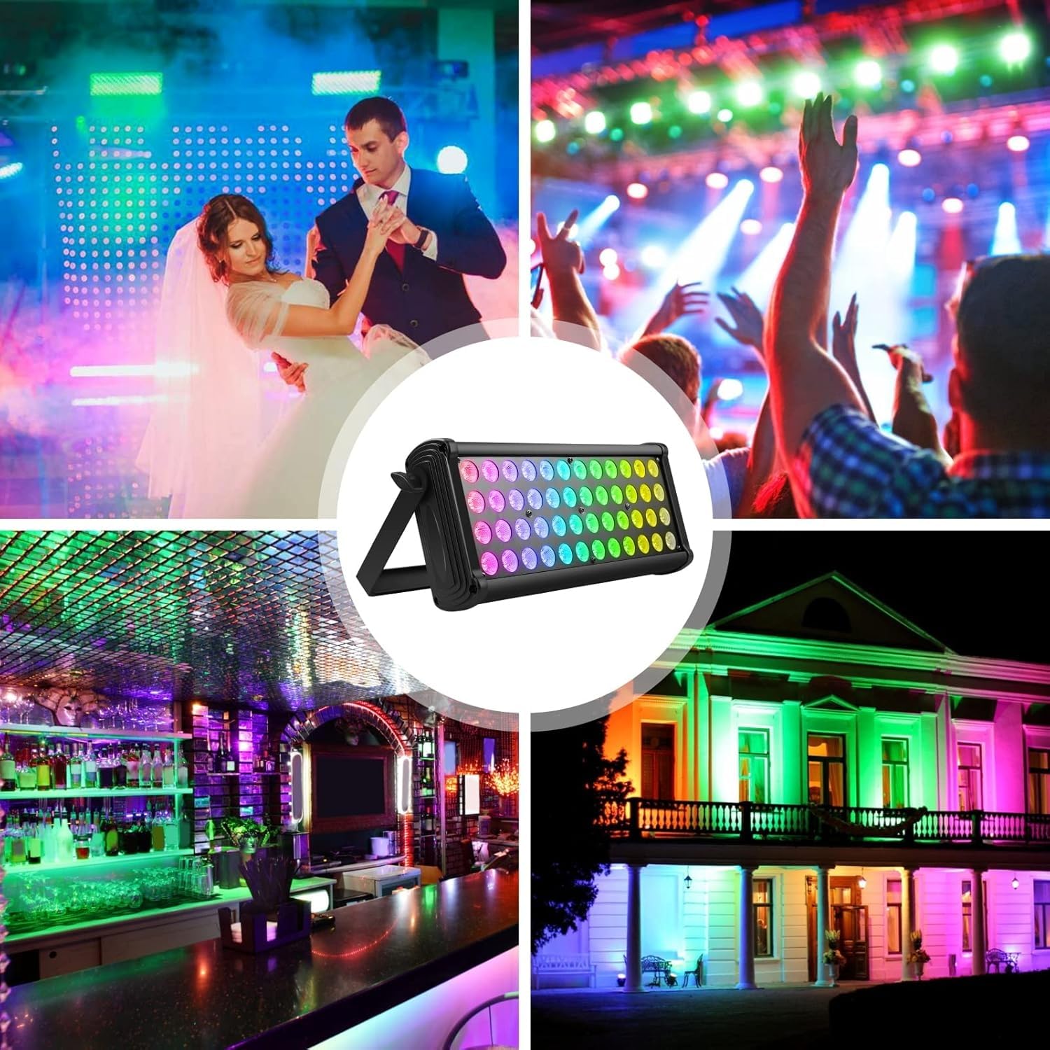 48 RGB 3 en 1 LED Wallwasher Barra Luminosa, Luce da Palcoscenico Luci Discoteca, Strobo Faretto Effetti Luce per DJ Feste Nozze Halloween Natale, 2 pezzo