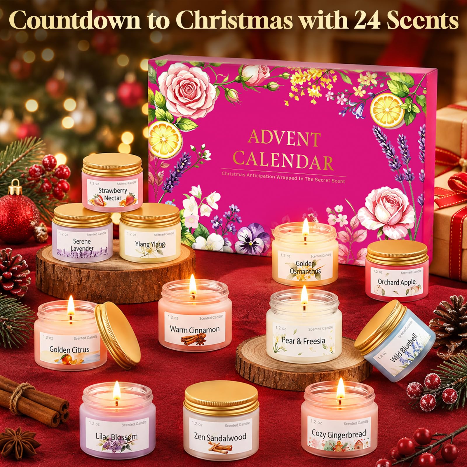 Adventskalender 2026 für Frauen | 24 Duftkerzen mit festlichen Weihnachtsdüften, Kerzen Geschenkset als Geschenk für Frauen, Mama, Schwester, Männer oder Paare