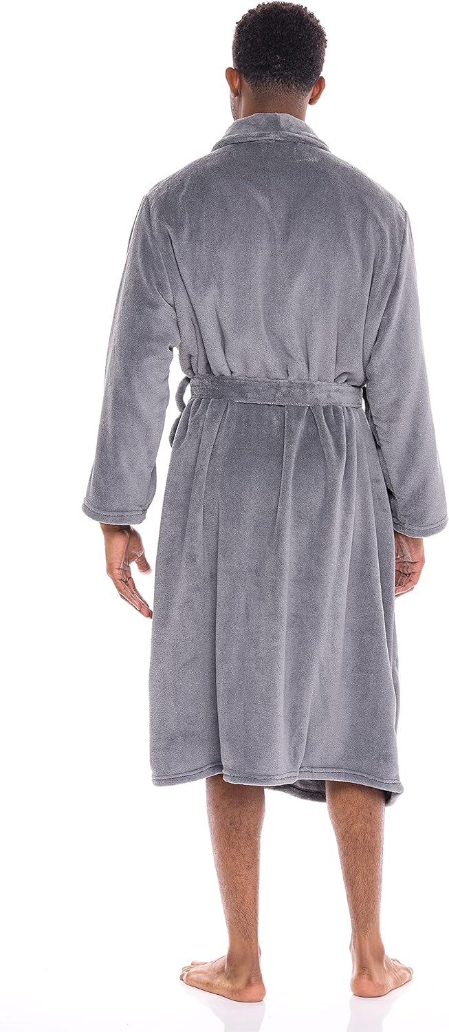 Alexander Del Rossa Men's Warm Winter Fleece Robe, Plush Bathrobe at  Men’s Clothing store