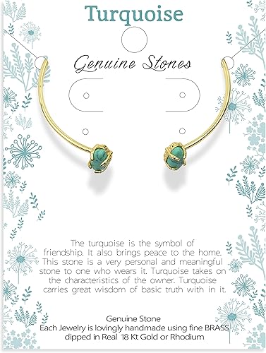 Miniatura 5 de Lauren-Spencer Brazalete abierto para mujer, chapado en oro plateado, con piedras preciosas turquesa, cuarzo rosa, ajustable, apilable, regalo