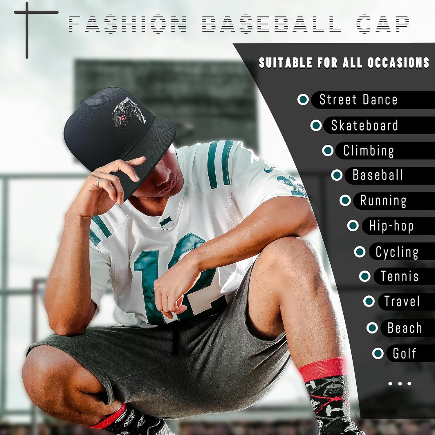 Horror Grim Reaper Scythe Hats Flat Bill Snap Back Hats for Men Flat Brim Black Baseball Cap Devil Skull Finger Snapback - Image 5