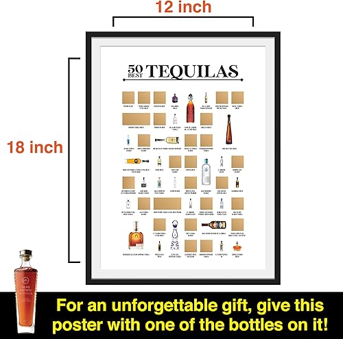 Miniatura 9 de Póster de los 50 mejores tequilas para raspar – Póster de tequila – La lista de deseos de tequila – Regalos de tequila para hombres – Arte de pared