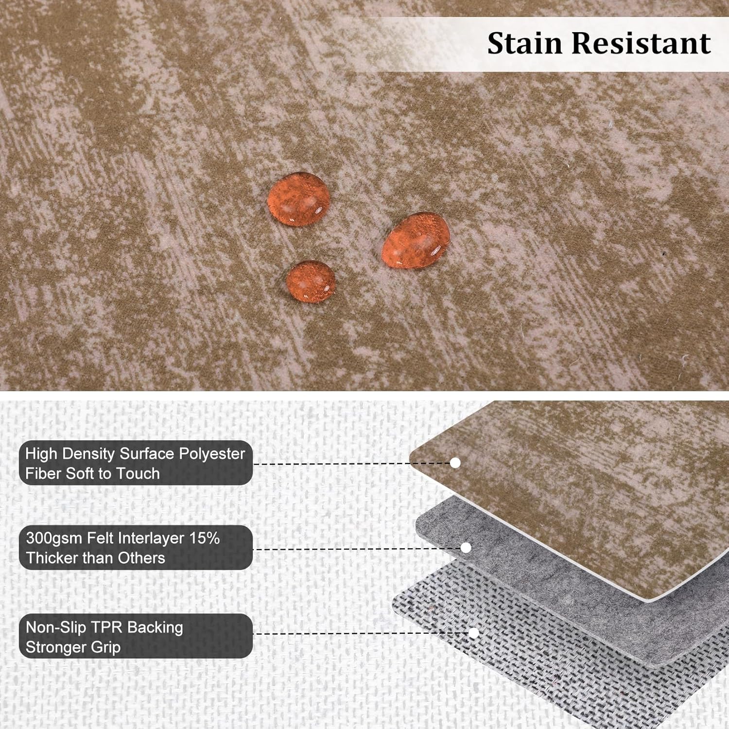 Garvee Modern Solid Rugs for Living Room 8x10 Washable Rug Large Non Slip Low Pile Foldable Carpet Ultra Soft Non-Shedding Stain-Resistant Floor Mat for Bedroom Playroom Nursery Office Dorm Brown