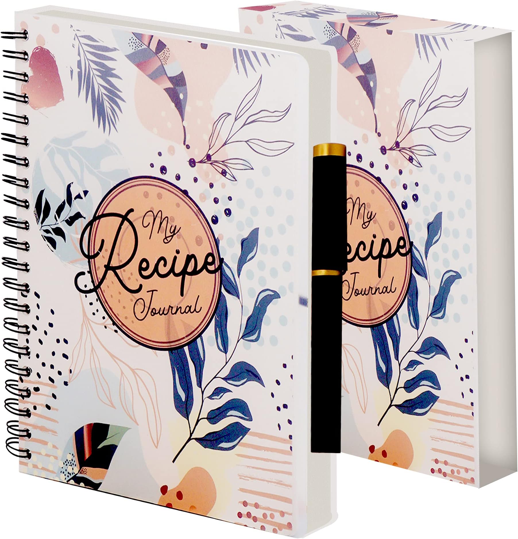 PERFORMORE My Recipe Journal 8.5” x 11” Spiral Bound Recipe Notebook, Blank Recipe Book to Write in your Own Recipes, Includes Pen and Slipcase with 150 Blank Pages
