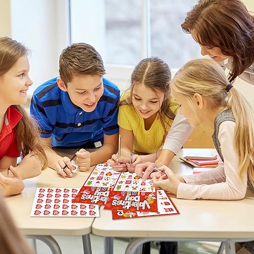 Miniatura 6 de JULMELON Juegos de bingo de San Valentín, 24 jugadores de San Valentín para adultos, tarjeta de juego de bingo de San Valentín para actividades de