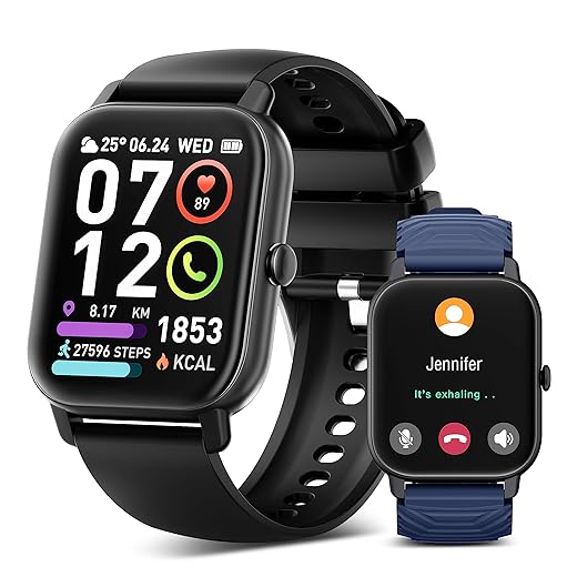Poounur Reloj Inteligente Hombre Mujer, 1,85" smartwatch Hombre con Llamadas Bluetooth, 112 Modos Deporte, Monitor de Ritmo Cardíaco y Sueño, Impermeable IP68, Smartwatch para Android iOS