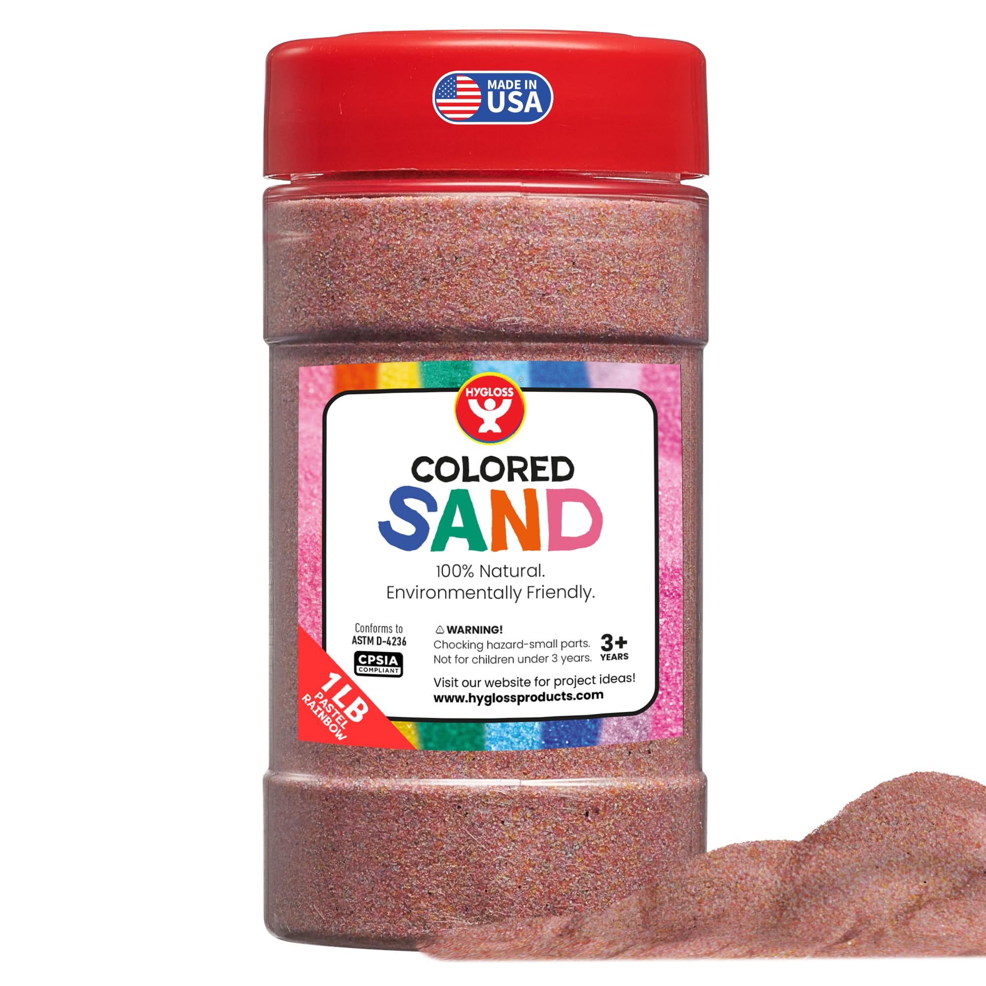 Hygloss Colored Sand for Crafts – 1 lb Bottle, Pastel Rainbow – Vibrant Colorful Fine Sensory Play Sand Art Kits for Kids – Classroom Activities for Children 3 4 5 6 7 8 9 10 11 12 – Safe for Ages 3+