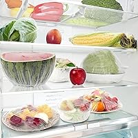 Vista 5 de 150 fundas desechables para almacenamiento de alimentos, tapas de plástico transparente con bordes elásticos, tapas de ducha, embalaje elástico
