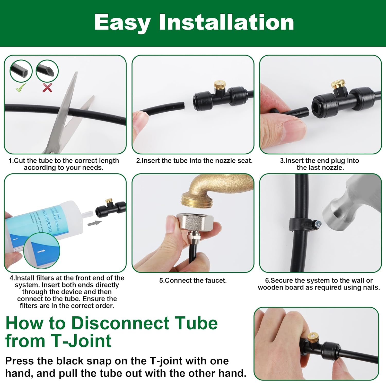 YOFIT Outdoor Misting System for Patio Cooling, 75FT Water Mister Hose Kit, Cooling Misters for Porch, Backyard, Yard, Garden, Portable Mist System with Brass Nozzles for Outside