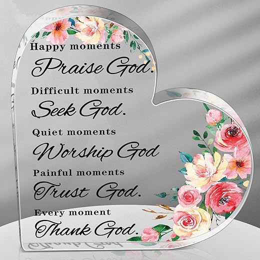 Yulejo Christmas Bible Verses Decor Christian Gift for Woman Inspirational Quotes Prayer Gift Scripture Decorative Signs Motivational Gift Plaques Table Decor (Colorful Flower)
