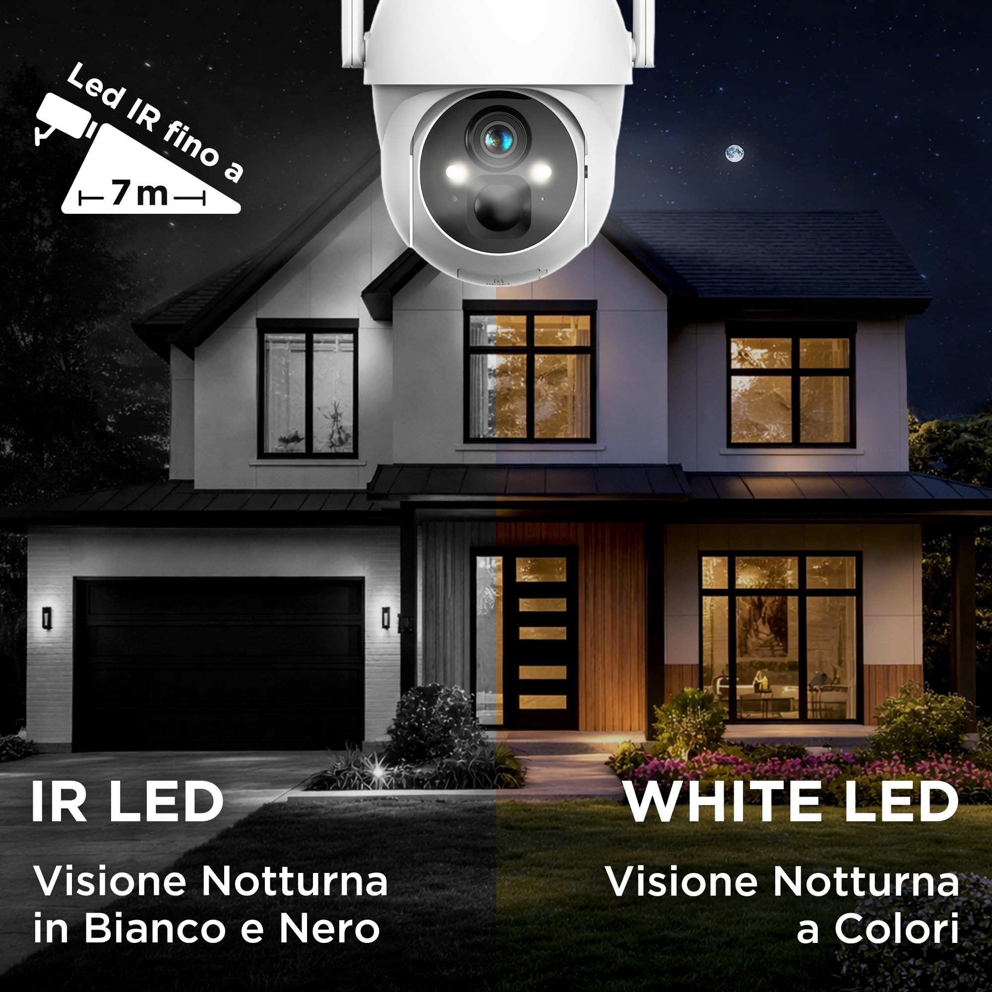 Atlantis Volta Pro PT Telecamera Wi-Fi 3MP motorizzata con solare | A batteria, visione IR/LED, IP65, audio 2 vie, movimento, MicroSD, app, notifiche e cloud, cod. A16-VL88P