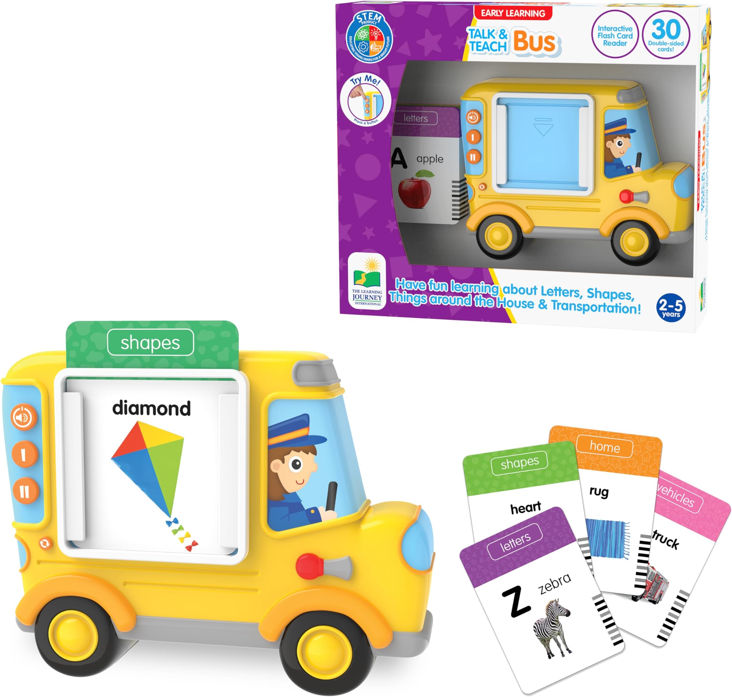 Talk & Teach Bus - Have Fun Learning About Letters, Shapes, Things Around The House & Transportation - Award Winning Toys