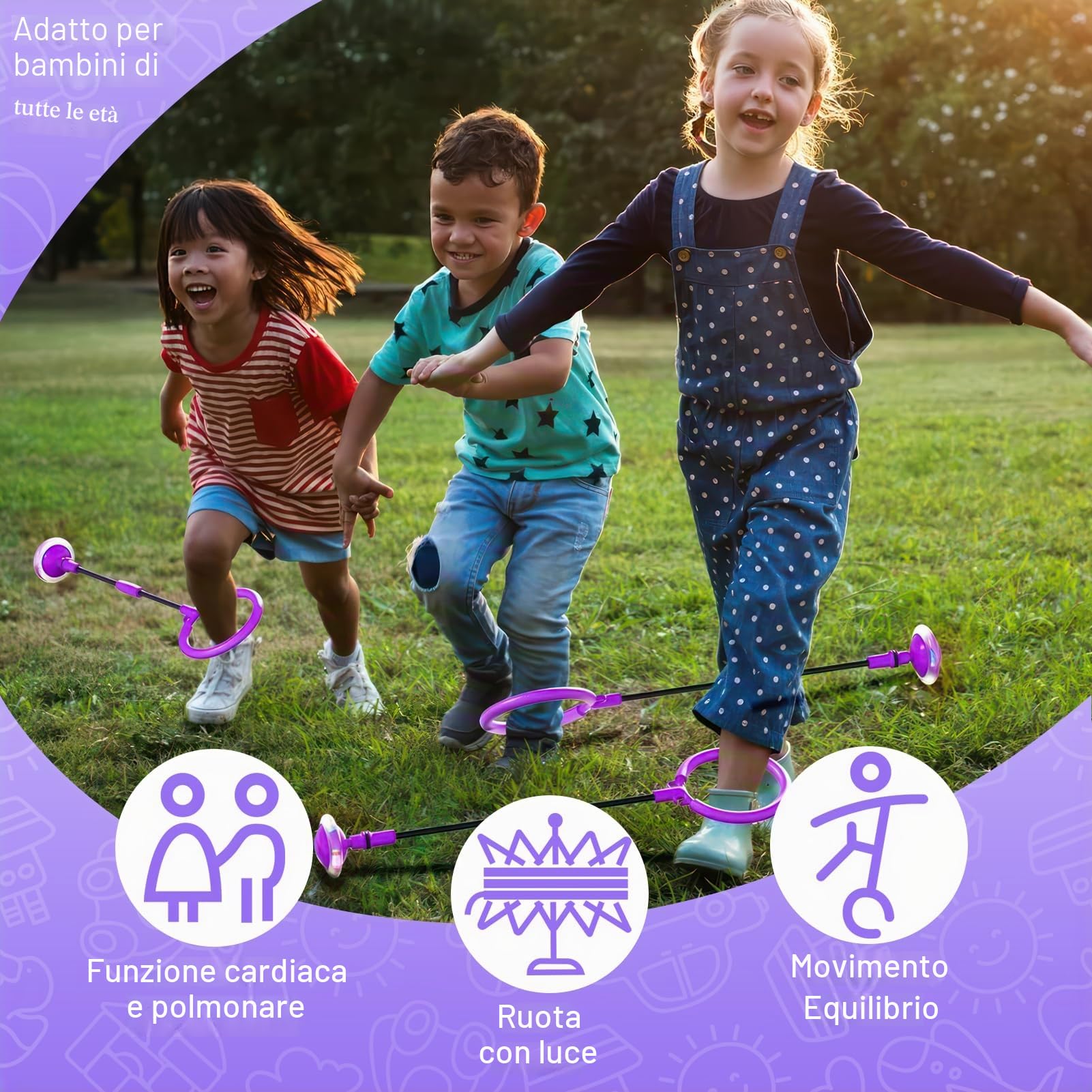 Anello di Salto Della Palla per Caviglia,Palla da Salto Pieghevole Ankle Skip Ball Lampeggiante Palla per Saltare Regalo Giochi per Bambini 6, 8, 9, 10, 11, 12 AnniCaviglia