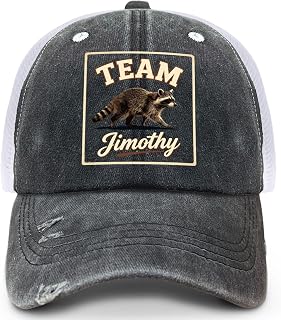 Jimothy Rock On Raccoon Trash Panda Viral Meme Hat for Women Aesthetic Washed Distressed Baseball Cap