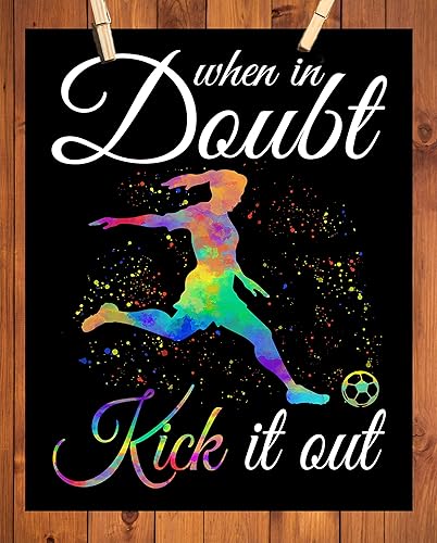 Miniatura 8 de Póster de pared con cita de fútbol con texto en inglés "When In Doubt Kick It Out" para niña, póster sin marco, regalo de agradecimiento