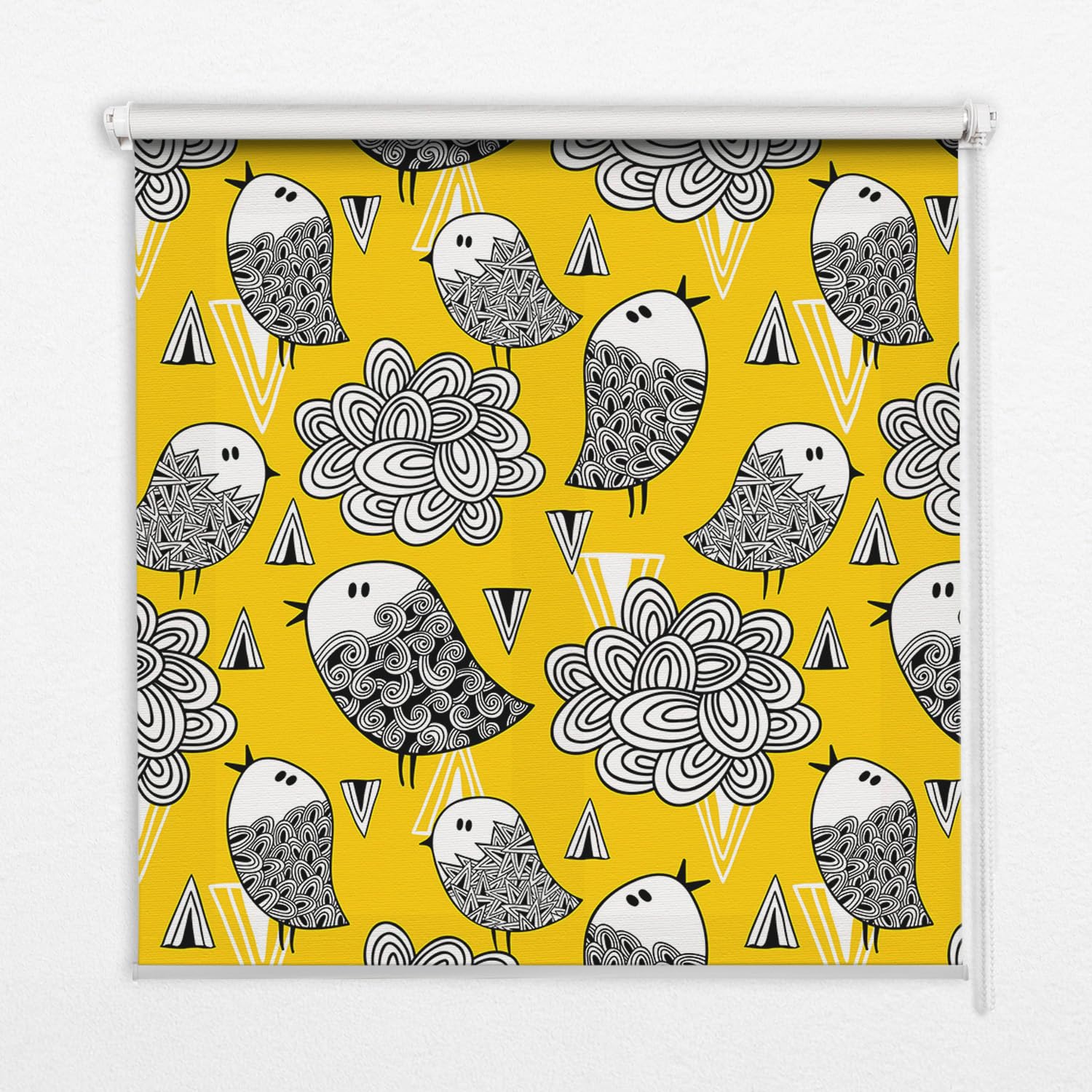 Store enrouleur occultante sans perçage 60x180 avec motifs oiseaux pour fenêtre banne