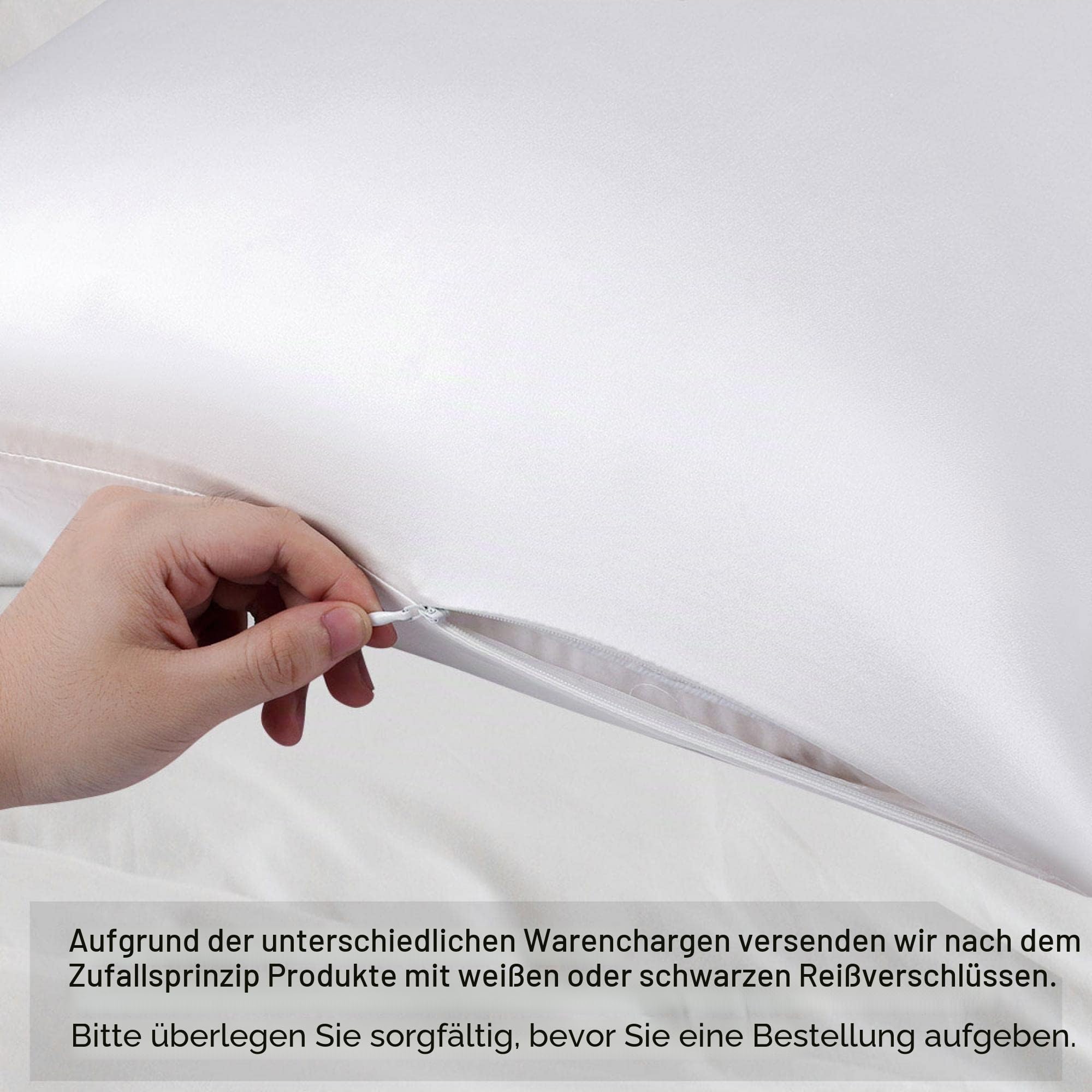 PiccoCasa Seide Kissenbezug 80x80 Kissenbezug aus 100% Seide 22 Momme kopfkissenbezug Haare und Hautpflege mit Reißverschluss & Geschenkbox Weiß 80x80cm