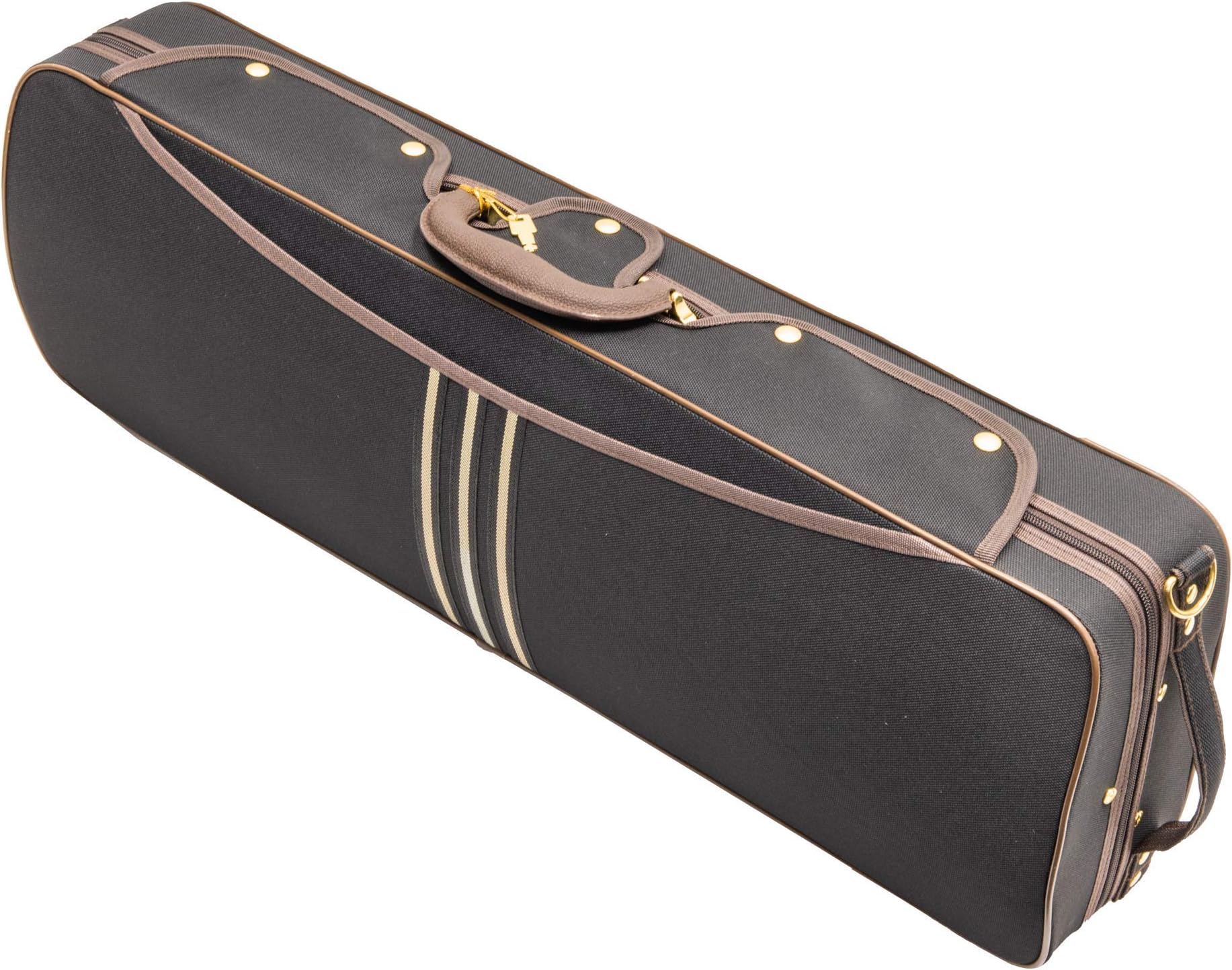 MI&VI NF-9001 Professional Hard-Shell Violin Case 4/4 (Full Size) Luxury Silk Interior | High-Density Foam | Sheet Pocket | Oblong Shape | Adjustable Straps | Hygrometer | Thermometer (Black)
