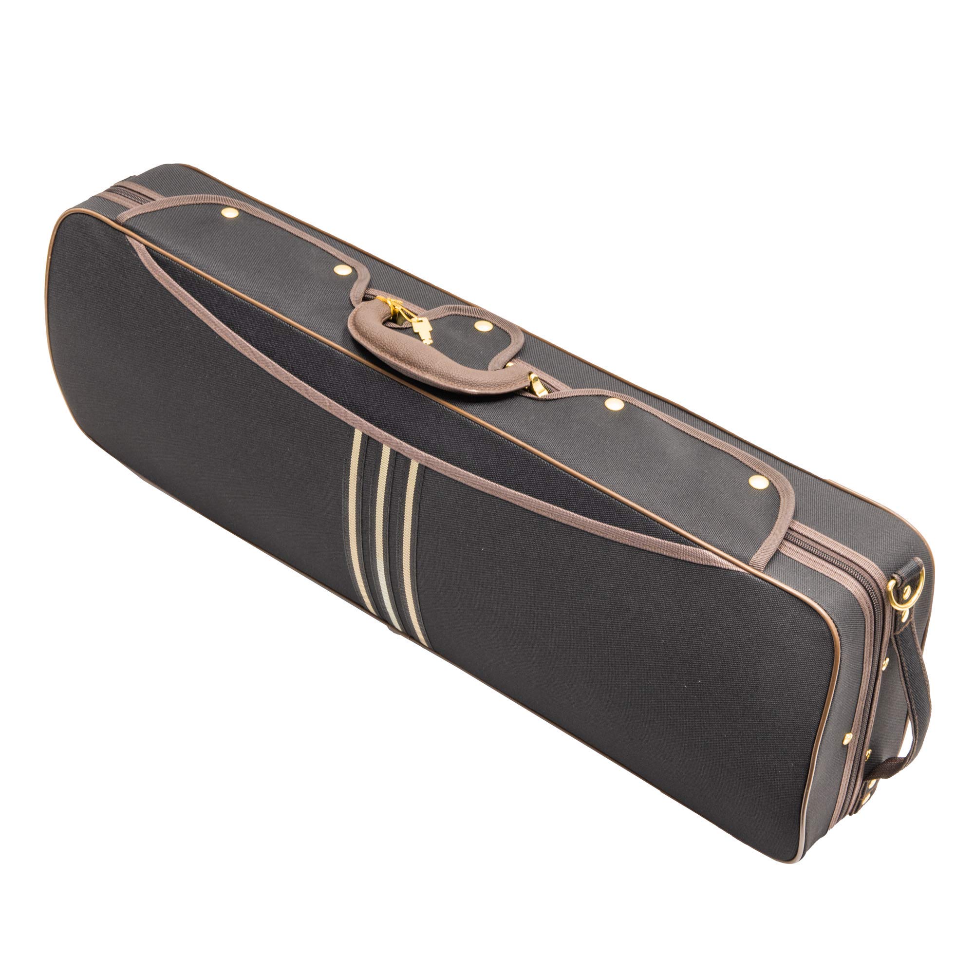 MI&VI NF-9001 Professional Hard-Shell Violin Case 4/4 (Full Size) Luxury Silk Interior | High-Density Foam | Sheet Pocket | Oblong Shape | Adjustable Straps | Hygrometer | Thermometer (Black)