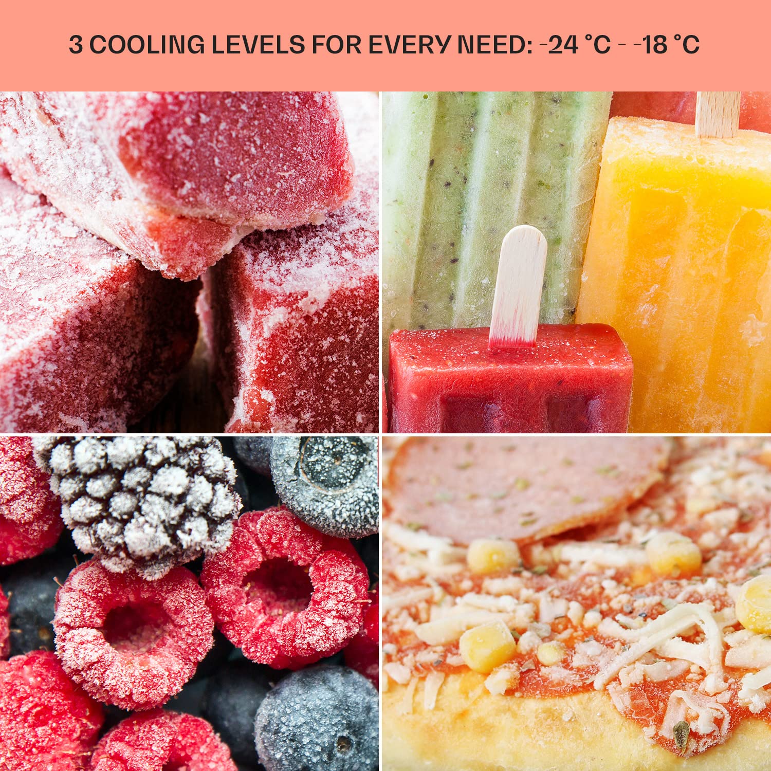 Klarstein Free Standing Freezer Fridge, Compact Mini Freezer for Bedrooms, Home & Office, 33L Table Top, Energy Efficient with Shelf, Mini Ice Cube Maker & Scraper — view 3