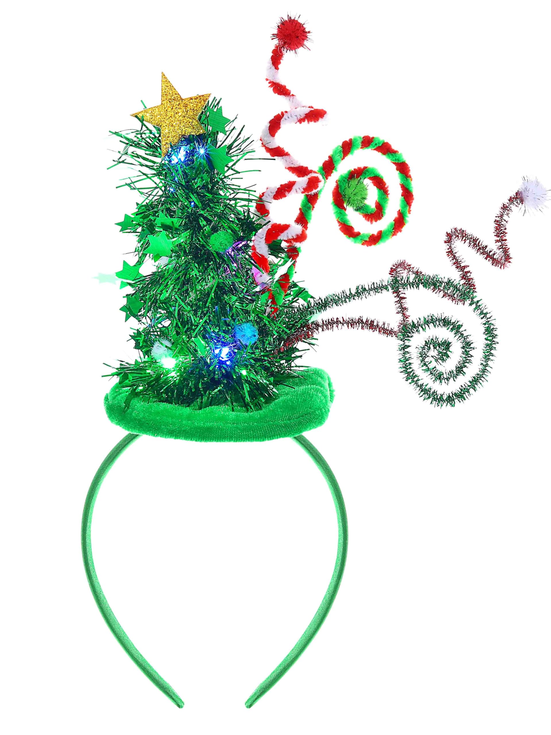 Yean Diadema de árbol de Navidad, diseño de estrella, gorro de Navidad, bandas para el pelo, diadema de Papá Noel para Navidad, disfraz de rave, decoración de fiesta