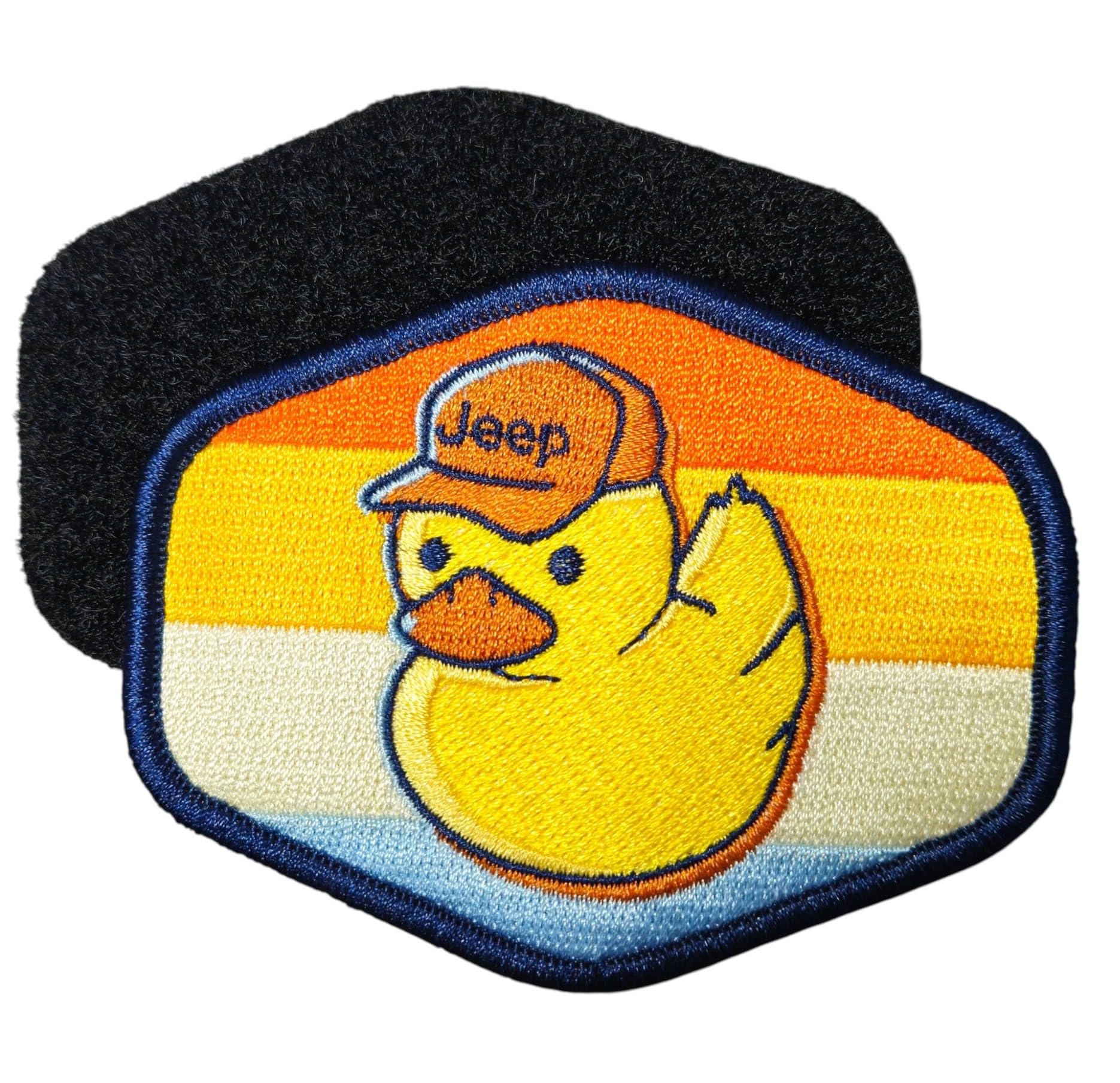 Écusson brodé Jeep Duck rayé 10x7cm avec fixation scratch velcro