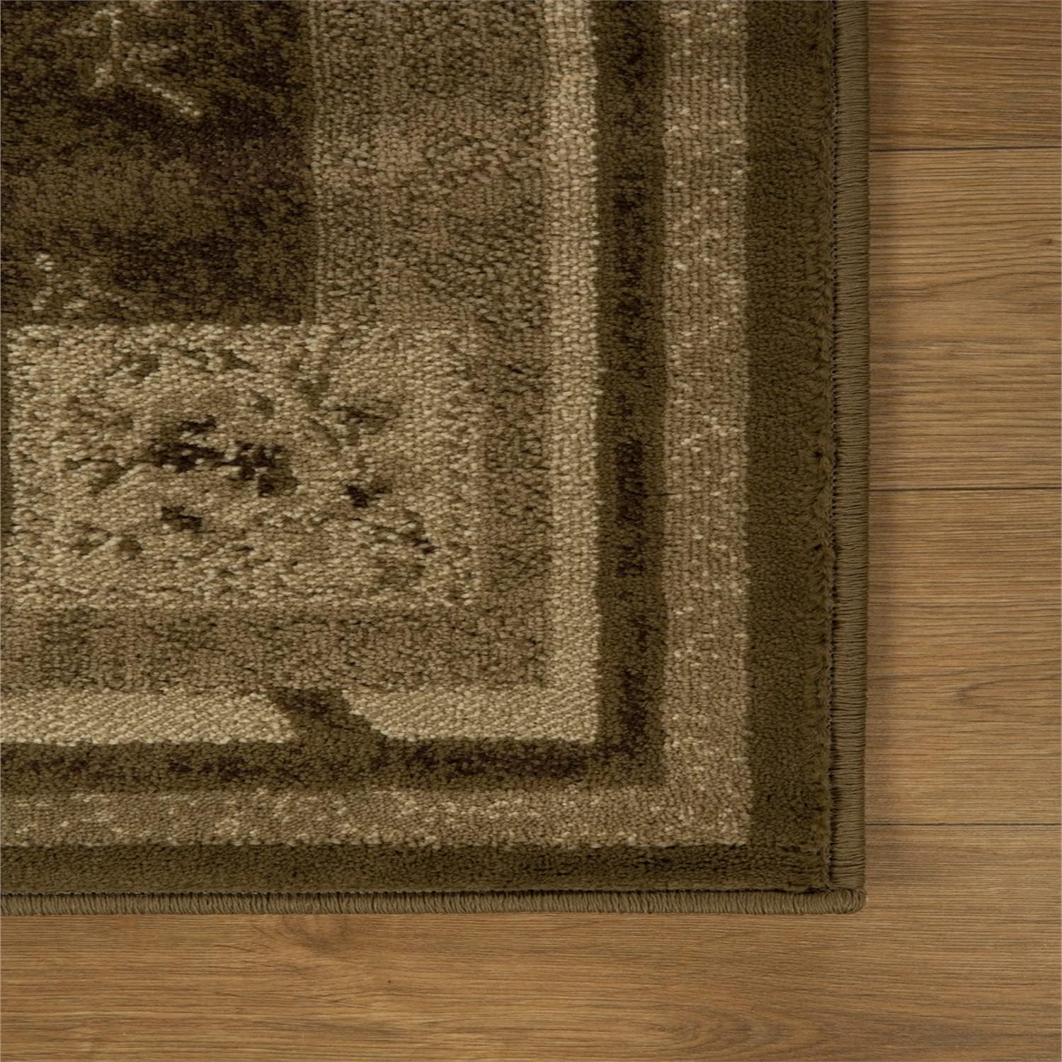 BNM Indoor Small Area Rug with Jute Backing, Great for Entryway, Living Room, Kitchen, Dorm, Bedroom, Hallway, Perfect for Hardwood Floors, Vintage Floral, 4' x 6', Mocha
