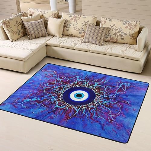 Miniatura 1 de Alfombra griega turca de atiasma de ojo turco para sala de estar, dormitorio, decoración del hogar, interior y exterior, alfombra de entrada 63 x 48