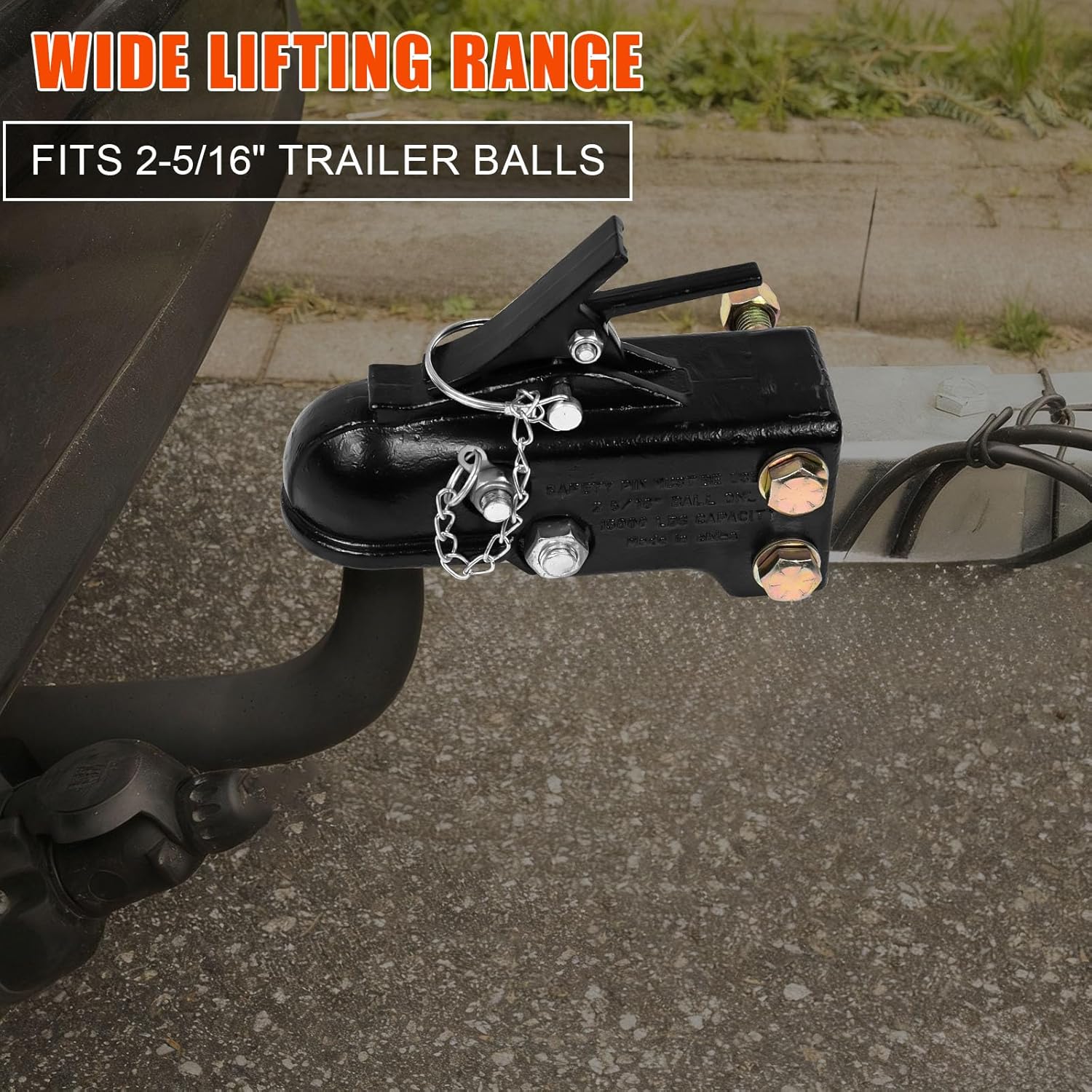2-5/16" Trailer Coupler with Quick-Release Latch, 15,000 lbs Capacity, One-Piece Forged Construction, Black Powder Coated Finish for Professional Towing