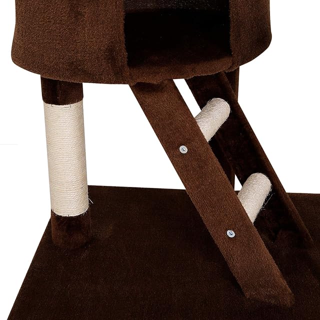 Foto 4 de 7 de lionto XXL Árbol Rascador Escalador para Gatos Altura Ajustable del Techor 230-250 cm, Marrón