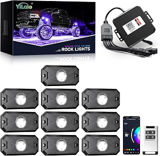 YiLaie 10 Pods LED Rock Lights for Trucks with APP/RF Remote Control, Flashing Music Mode, Upgraded Underglow Led Lights for Truck ATV UTV RZR SUV Golf Cart