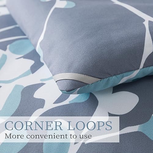 Miniatura 6 de Andency Juego de edredón tamaño individual, color gris y azul (66 x 90 pulgadas), juego de ropa de cama de 2 piezas de microfibra suave y ligera,