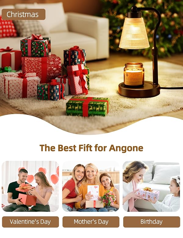 Candle Warmer Lamp for Jar Candles, Height Adjustable & Dimmable with 2/4/8H Timer, 2*50W Halogen Wax Melter Warmer for Home Office Décor, Flameless & Smokeless, Gift for Women Mom, Black-Clear/1 Pack by Quzhunoo - Image 9