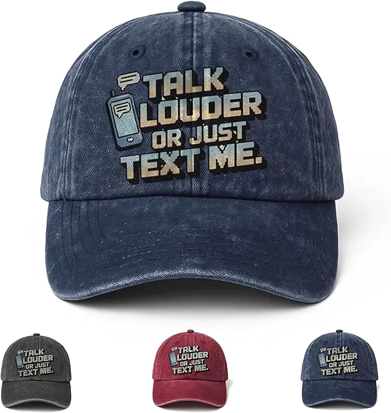 The Analog Hearing Aid Cap, Talk Louder or Just Text Me, Funny Novelty Trucker Hats, Sarcastic Humor Gag Gift