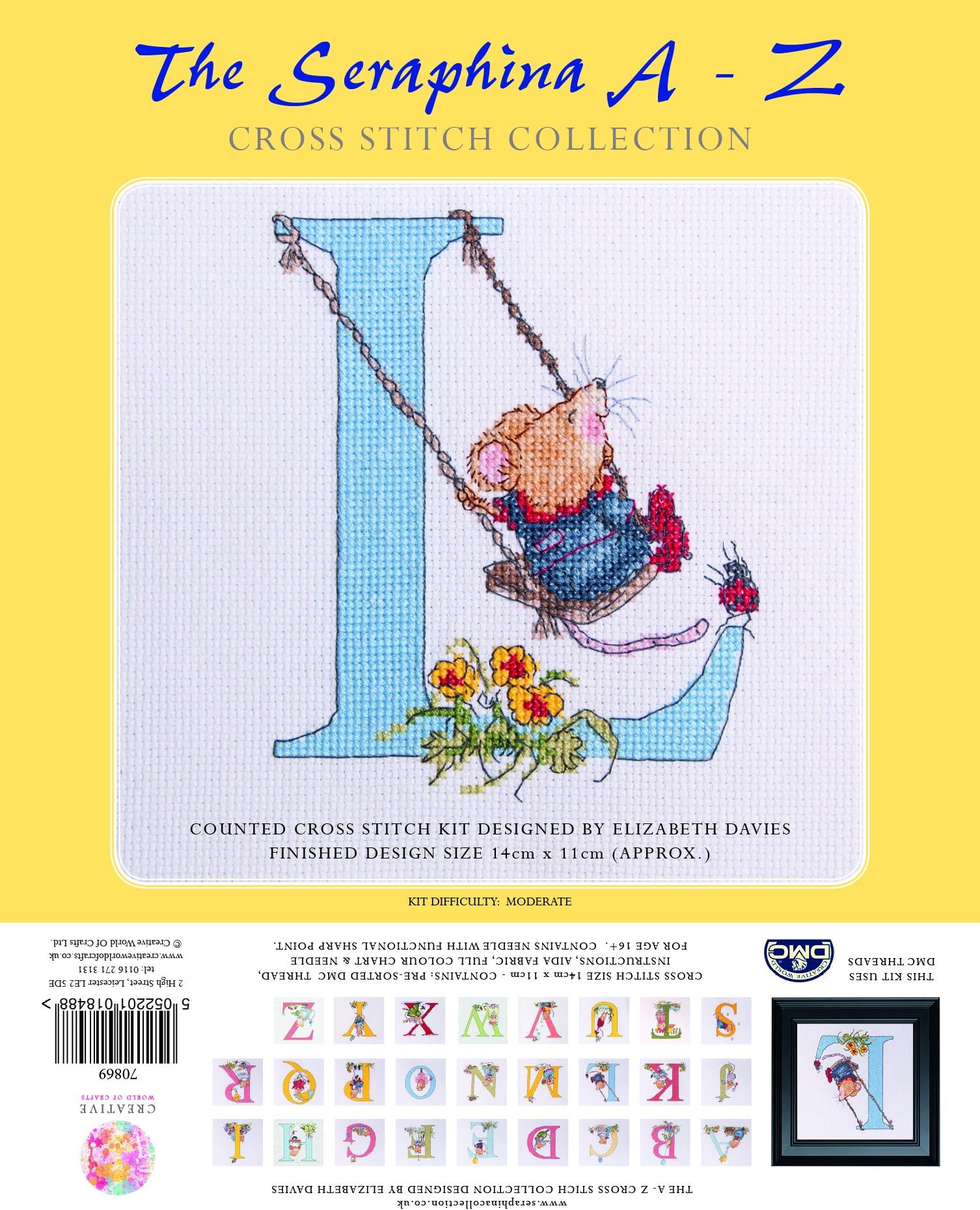 The Seraphina Collection Alphabet "L" Counted Cross Stitch Kit