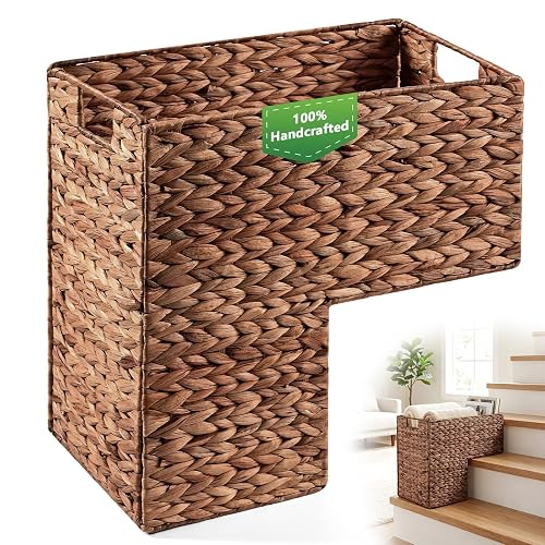 Livole Handwoven Water Hyacinth Stair Basket for Carpeted & Wooden