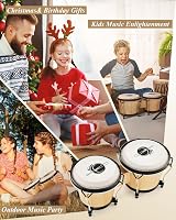 Eastar EBO-1 Bongó Dob Szett 6" és 7" - Tömör Fa Ütőhangszer Valódi Bőr Fejjel, Hangolókulccsal és Hordtáskával, Kezdőknek és Haladóknak 6