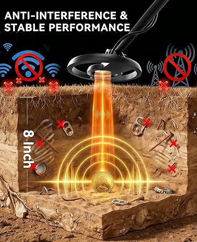 Miniatura 8 de SUNPOW Detector de metales para adultos y niños, kit de detector de metales para niños, resistente al agua para detección de oro, antiinterferencia