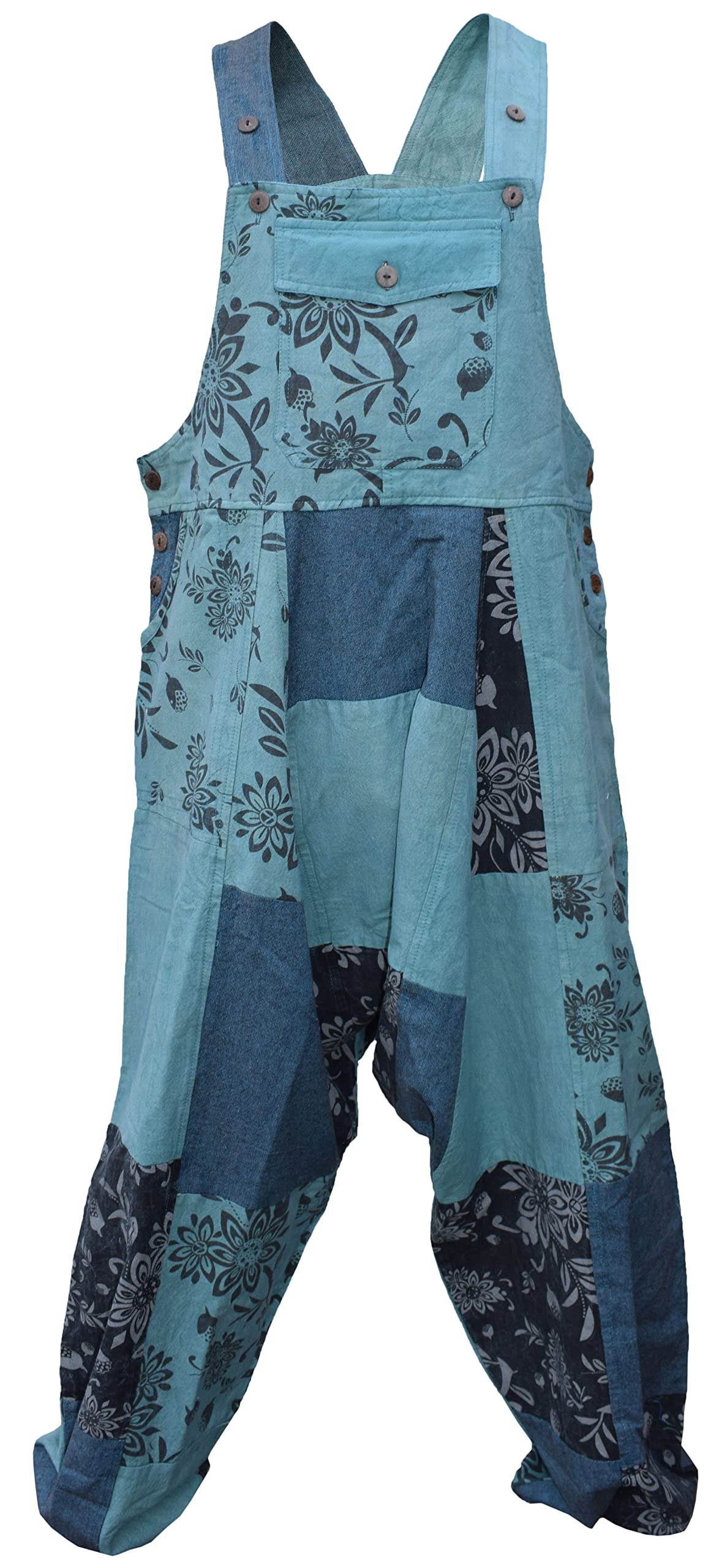 Gheri Salopette Harem in cotone stampato patchwork sciolto da uomo