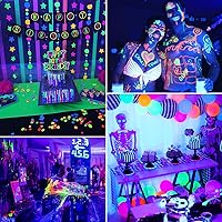 Vista 5 de Paquete de 4 luces LED negras, luces UV para fiesta brillante, gran espacio, barra de luz negra con enchufe e interruptor para decoración de fiesta