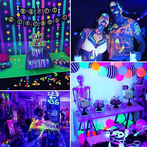 Miniatura 5 de Paquete de 4 luces LED negras de 36 W, luces negras para fiestas brillantes de gran espacio, barra de luz negra con enchufe e interruptor para