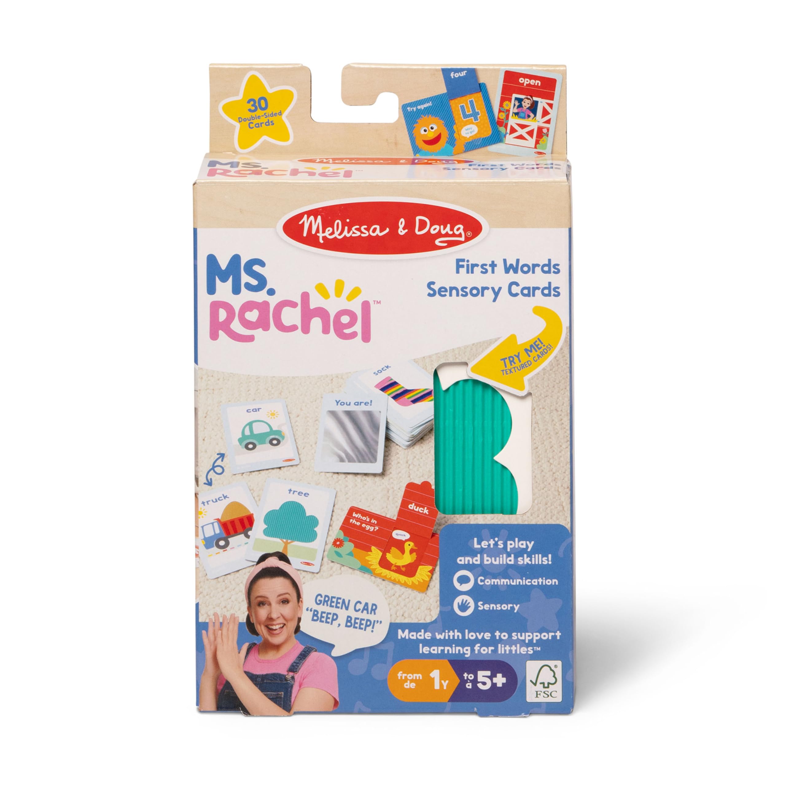 Melissa & Doug® Ms. Rachel™ First Words - Flashcard sensoriali, giocattolo educativo per bambini e bambine