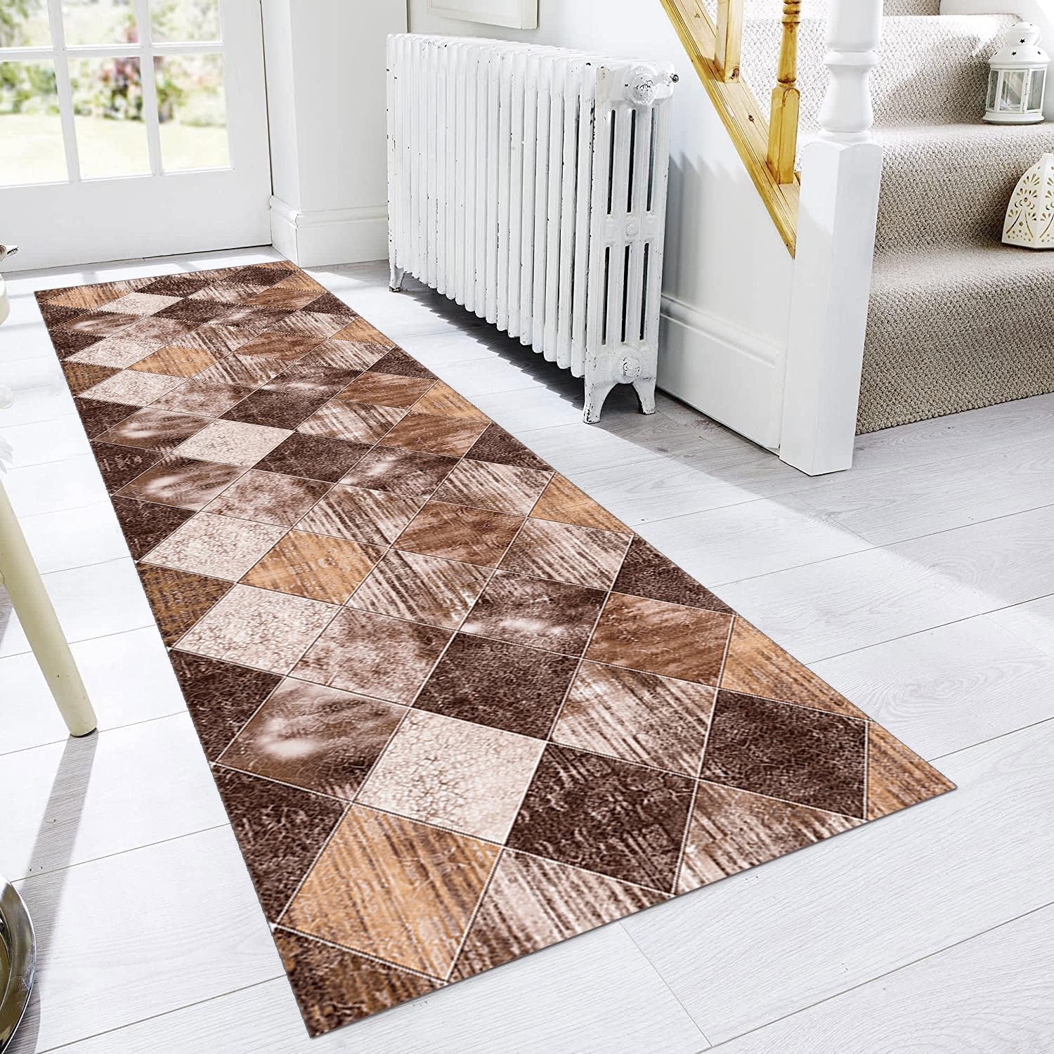ZUZEKU Loper voor in de keuken, wasbaar, antislip, 55 x 150 cm lang, keukentapijt, haltapijt, voor gang, woonkamer, slaapkamer, per meter aanpasbaar