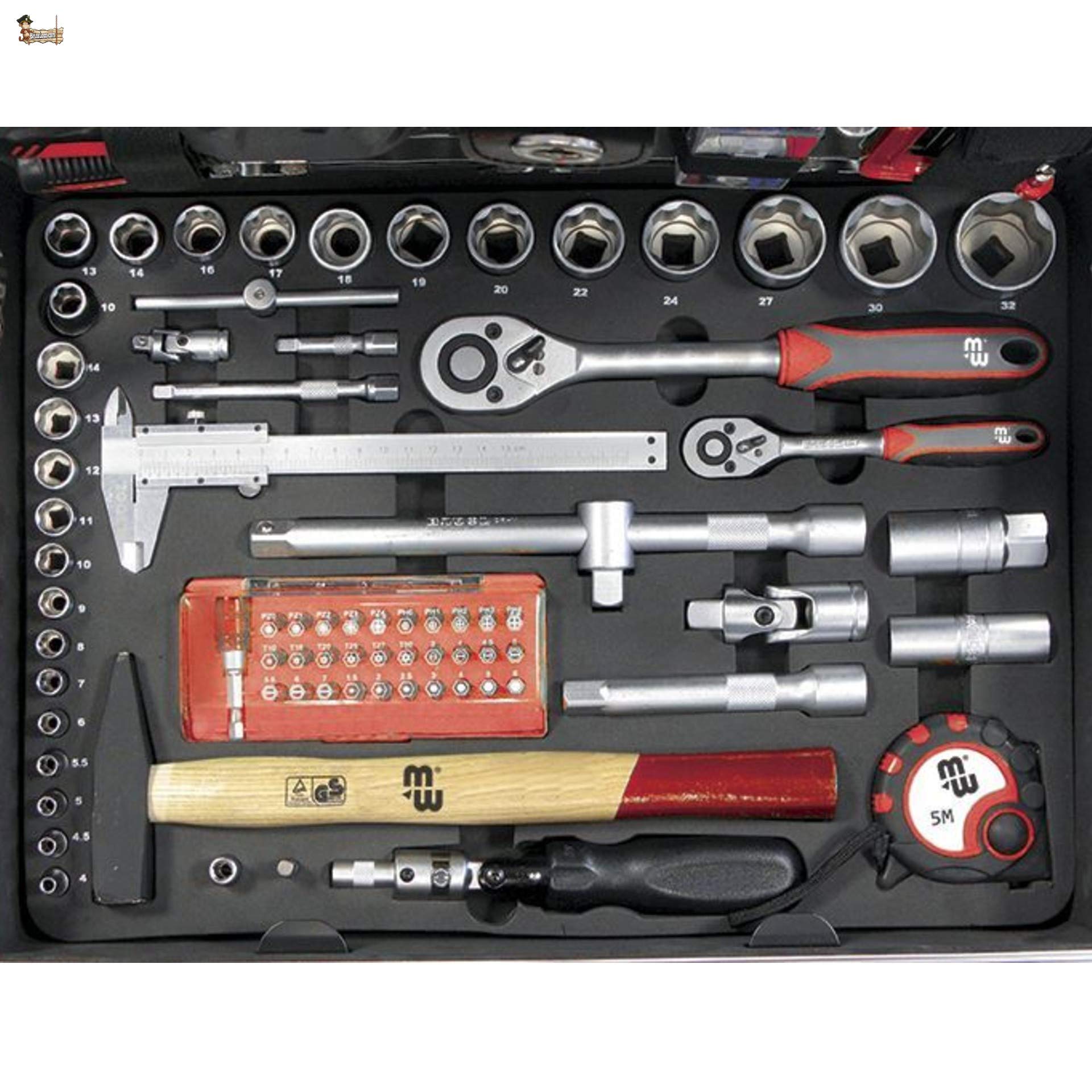 BricoLoco Maletín caja herramientas completo. Kit surtido. Calidad profesional acero cromo vanadio. Set organizador. Herramientas de mano, carraca, medición... 134 PIEZAS.