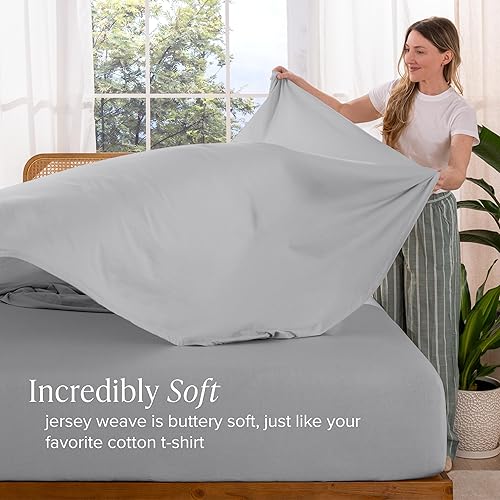 Miniatura 4 de Bare Home Juego de sábanas de 100 % algodón orgánico, ultra suave, 100 % algodón, juego de sábanas y funda de almohada, sábanas de bolsillo profundo